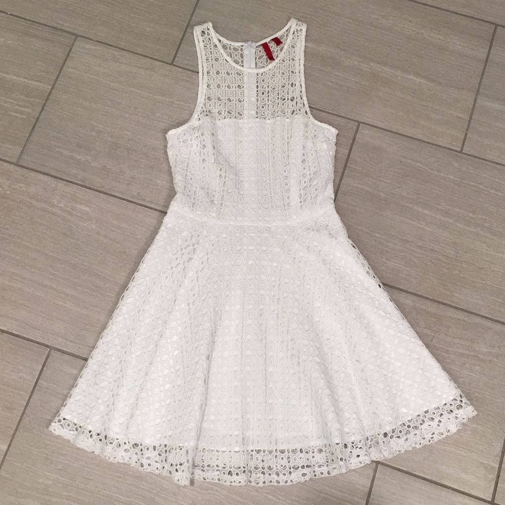 White fit and flare eye-lit dress